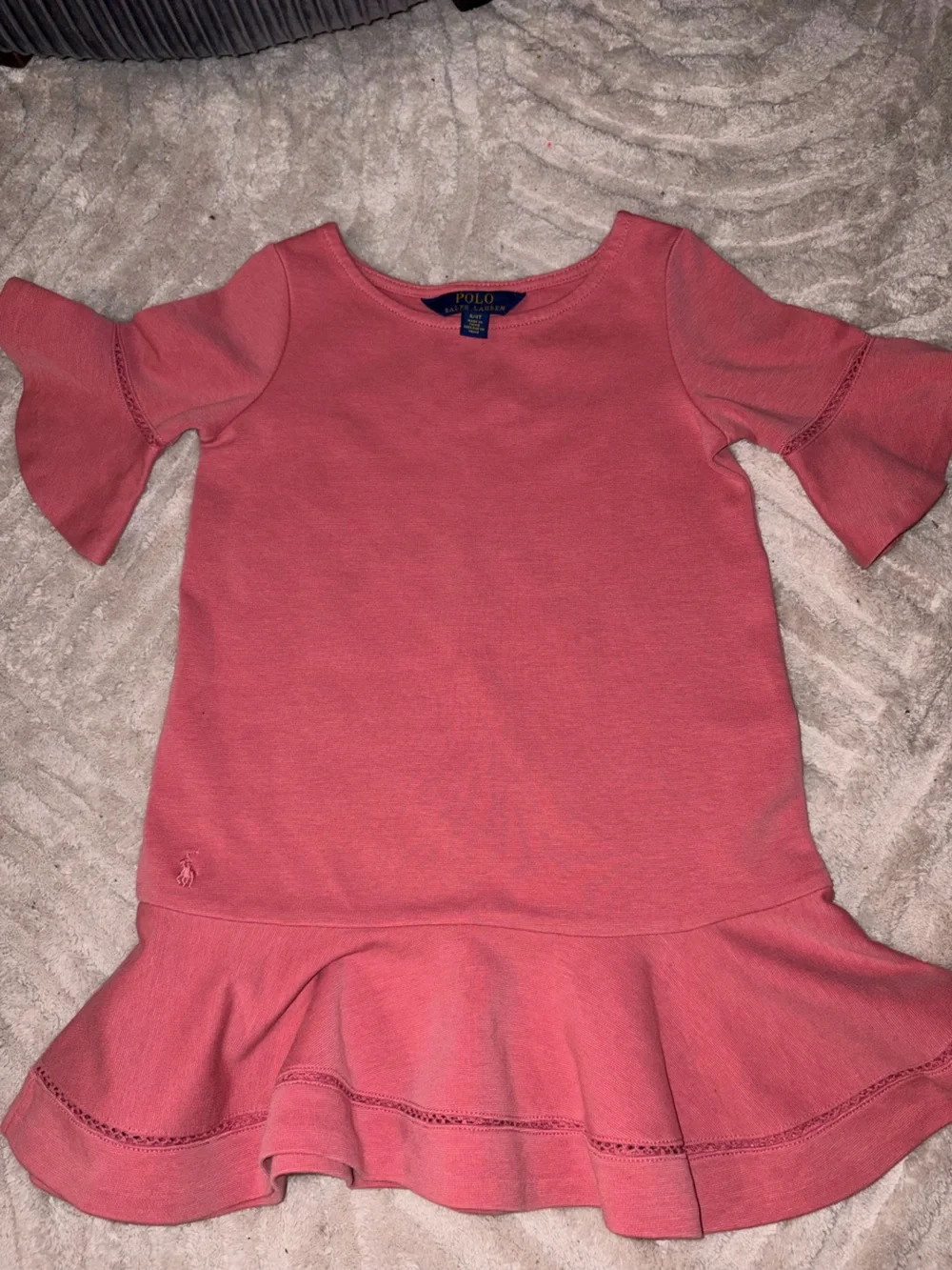 Ralph Lauren Coral Ruffle Hem Girls' Dress